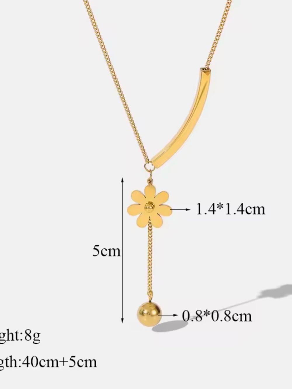 Statement Gold Floral Necklace - stainles steel - Picture 3 of 3